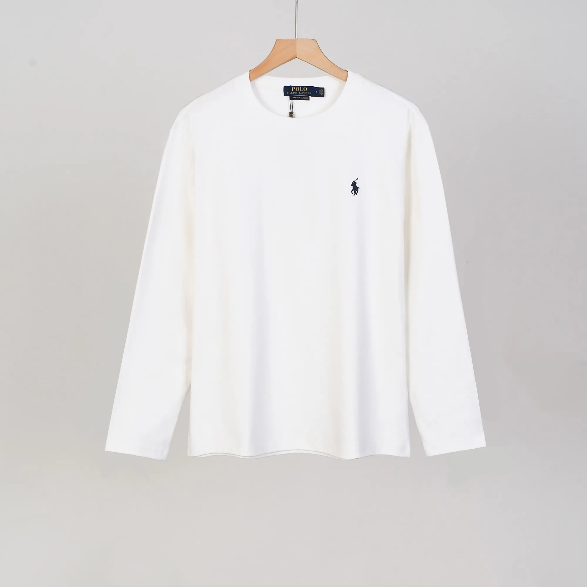 P154 501#Ralph Lauren pony round neck long-sleeved T-shirt Color: Black White Royal Blue Khaki Sky Blue Size: M-XXL Fabric: 230g water-soft cotton Water-soft cotton feels soft, does not pill, does not deform, is moisture-absorbent and breathable